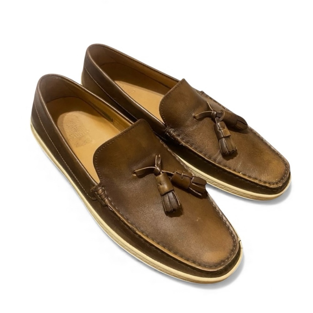 VINCE CAMUTO Tan Leather Tassel Loafer Mens Size 8.5 Business Casual Minimalist